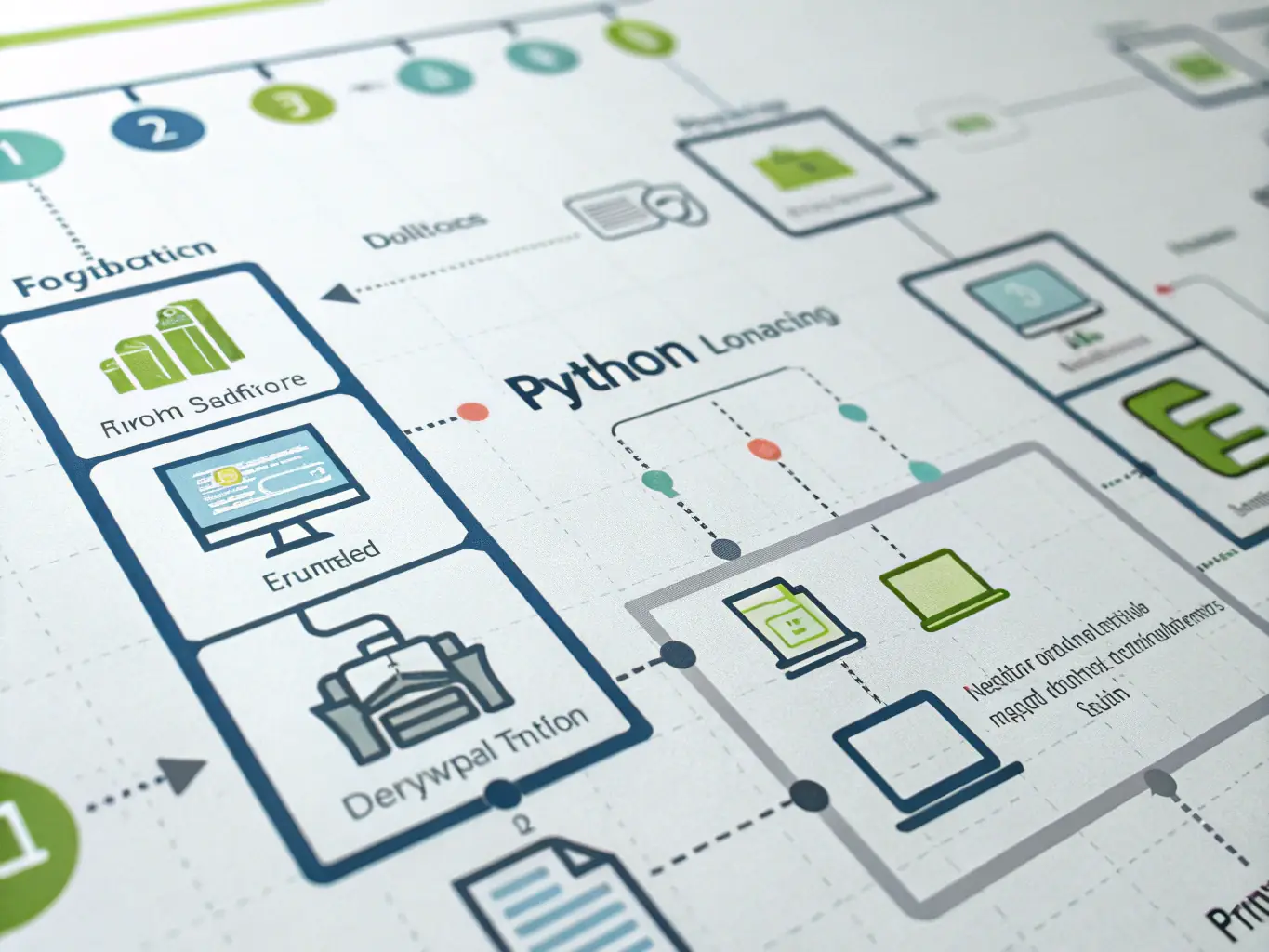 A visual diagram illustrating a step-by-step learning journey with icons representing different modules, showcasing the structured approach of programmeup.fun's learning paths.